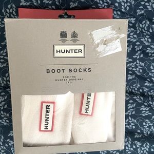 NWT HUNTER Cream Tall/Original fleece boot socks Sz Large